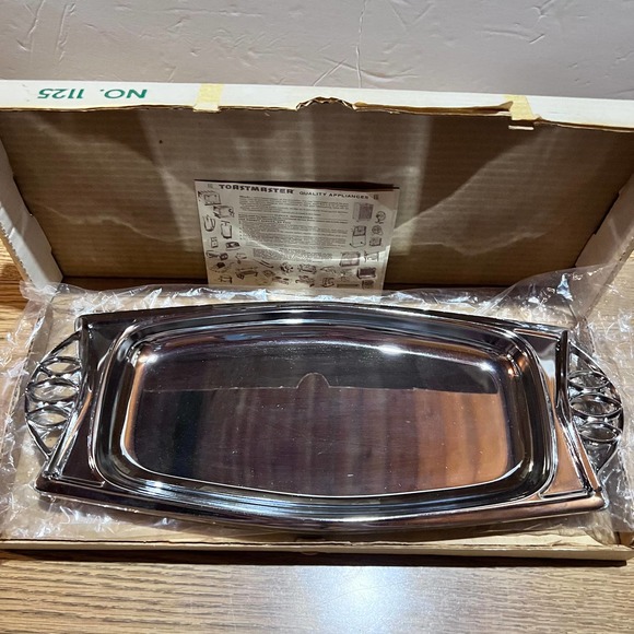 Vintage MCM Milbern Creations Chromium Bread Tray Decorative Handles Retro Box - Picture 2 of 6